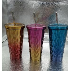 16oz thermo mug with design on outside rhombus style mug thermos mug tumbler good sell and popular gift and promotional gifts