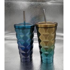 500ml 16oz mug with straw thermo mug double wall insulate tumbler gradient colors available