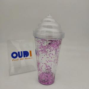 500ml plastic cup mug with pp straw can be various colors and double wall