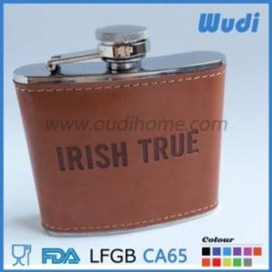 5oz hip flask with pu wrapped and brown pu wrapped with embossed logo